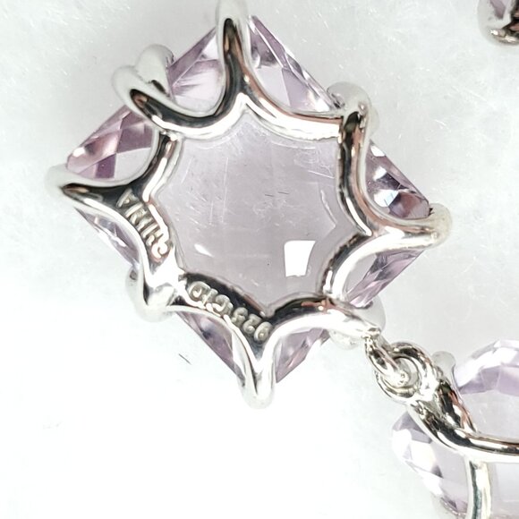 Rarities Rhinestone Earrings Dangle Light Purple Sterling Silver Wedding Prom - Picture 5 of 8